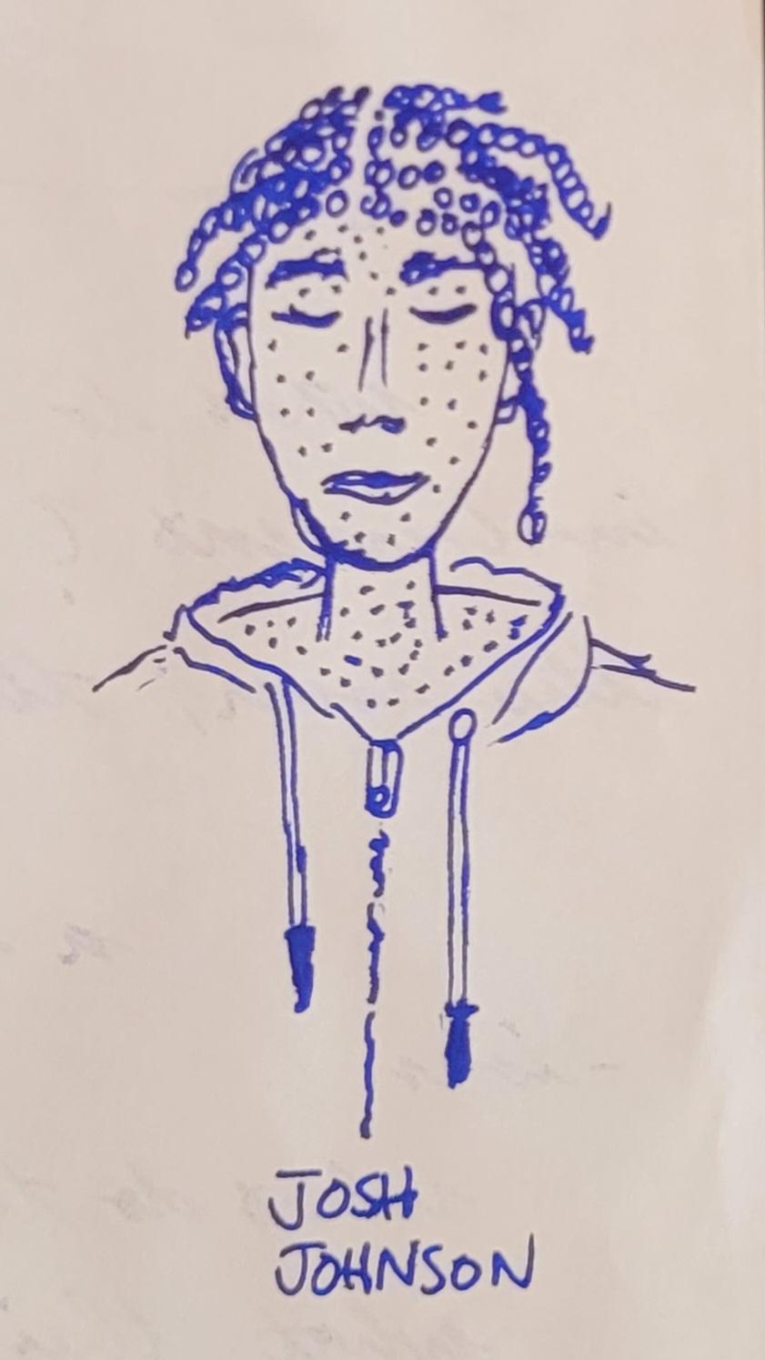 A fountain pen drawing of Josh Johnson.